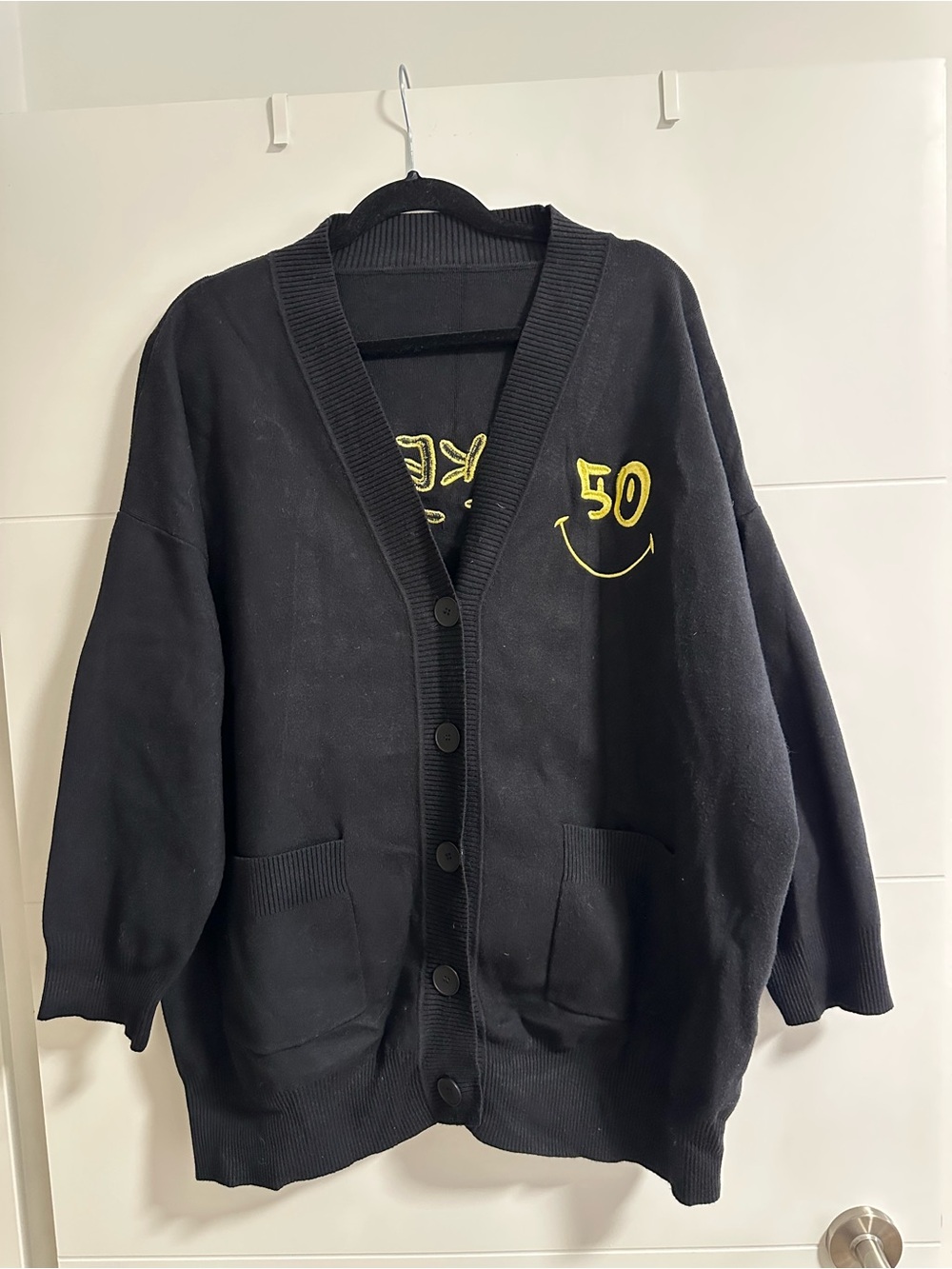 Sandro x Smiley Techno Love Oversized Knit Cardigan - Picture 4 of 5